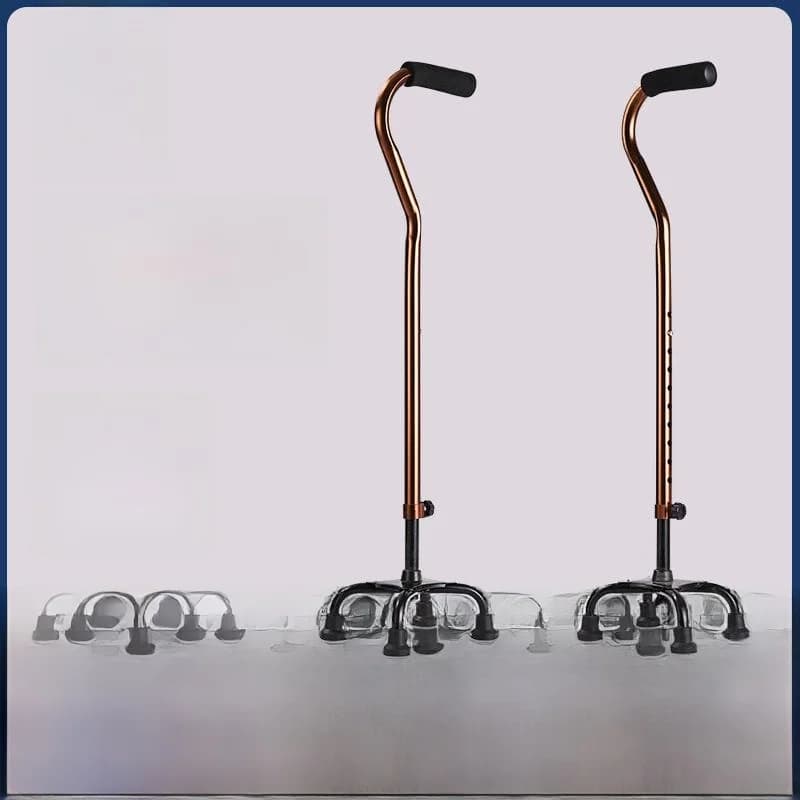 Bastone da Passeggio Regolabile in Lega di Alluminio a Quattro Gambe con Impugnatura Antiscivolo, Bastoncini da Trekking per Anziani e Alpinismo