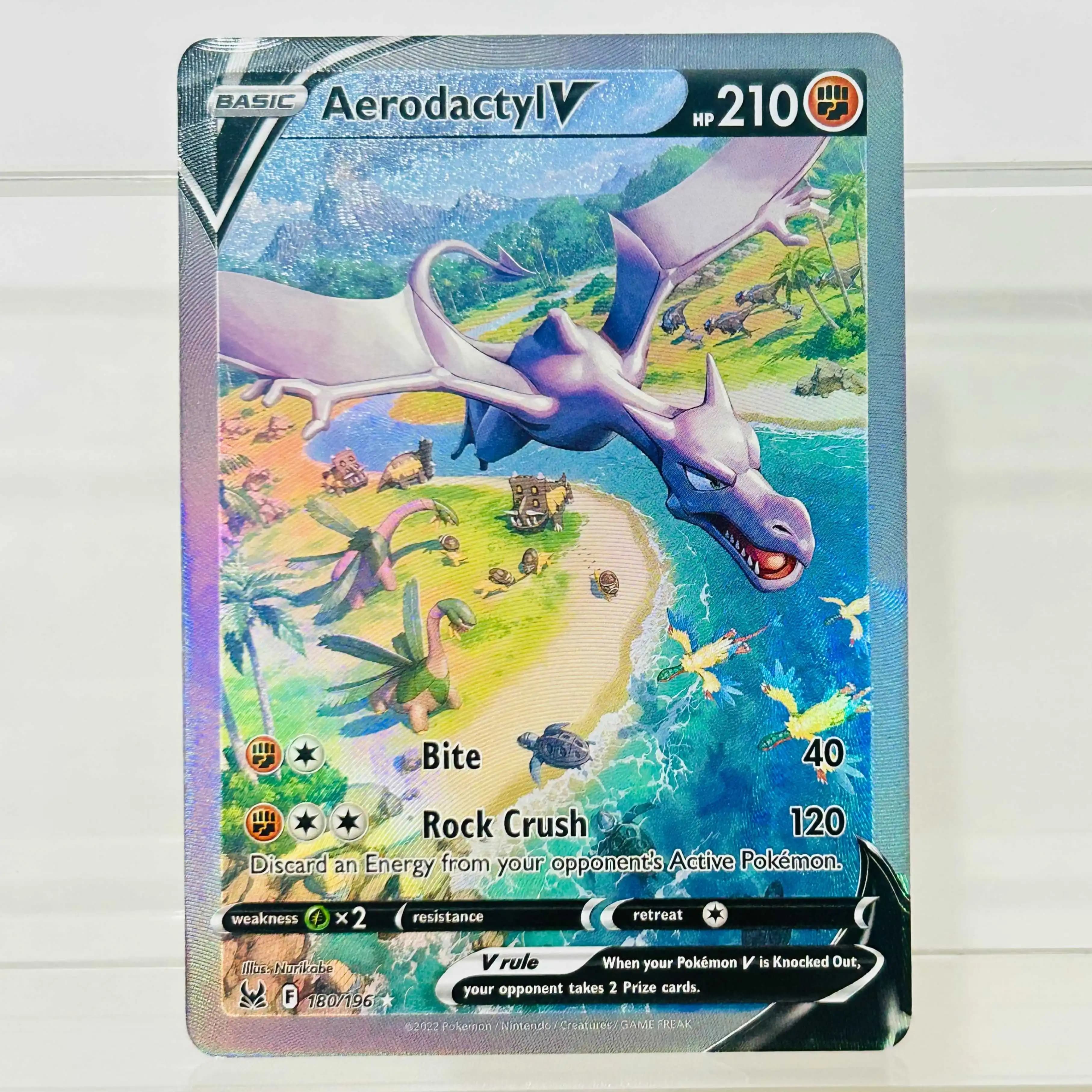 DIY Aerodactyl V 180/196 Foil Texture Cards English Version Collectible Grade Premium Anime TCG Collection Cards