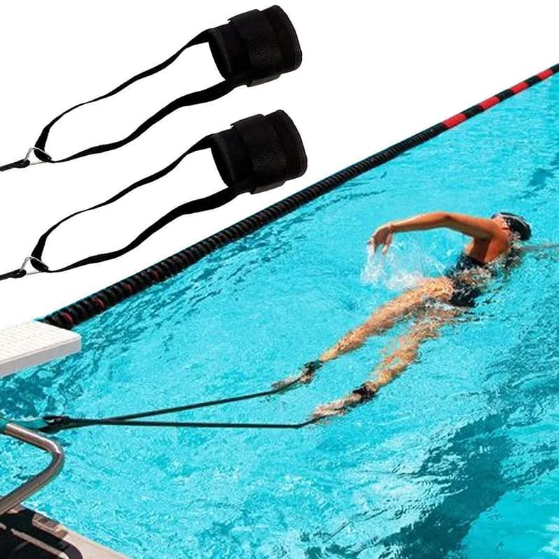 Cinturino alla caviglia per nuotatore stazionario Swim Lap Guinzaglio per allenamento per il nuoto Fascia di resistenza per il nuoto regolabile Cintura per esercizi Corda elastica