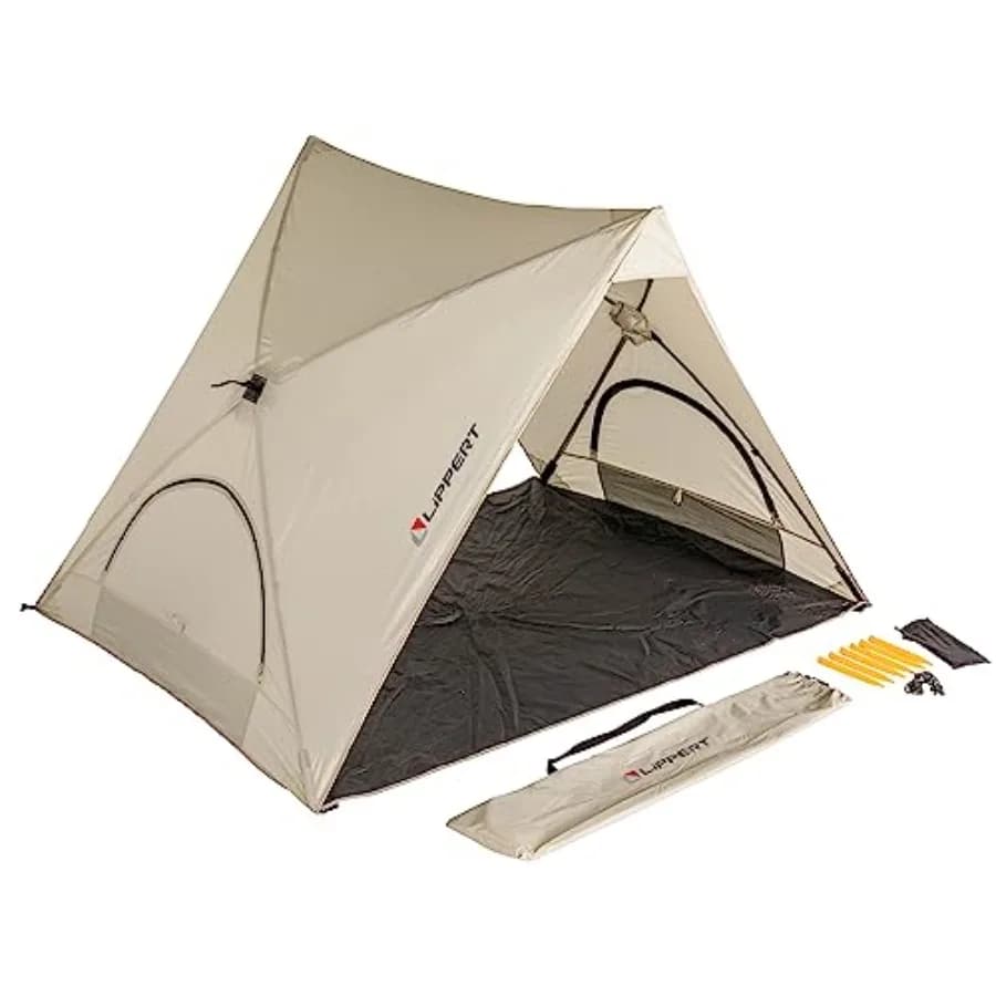Tenda Parasole Pop-up per Picnic, Campeggio, Spiaggia e Concerti all'Aperto - Poliestere Resistente ai Raggi UV, Beige, Montaggio Rapido e Compatto