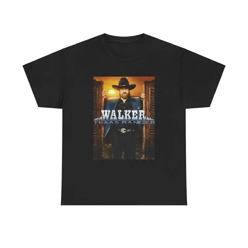 Maglietta Walker Texas Ranger Serie TV vintage Chuck Norris Poster in cotone pesante