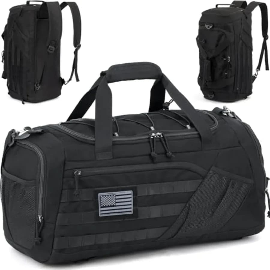 Borsa Tattica 3-in-1 per Palestra e Viaggio, Zaino Multifunzionale da 45L per Uomo, Borsa Sportiva Militare con Scomparto per Scarpe