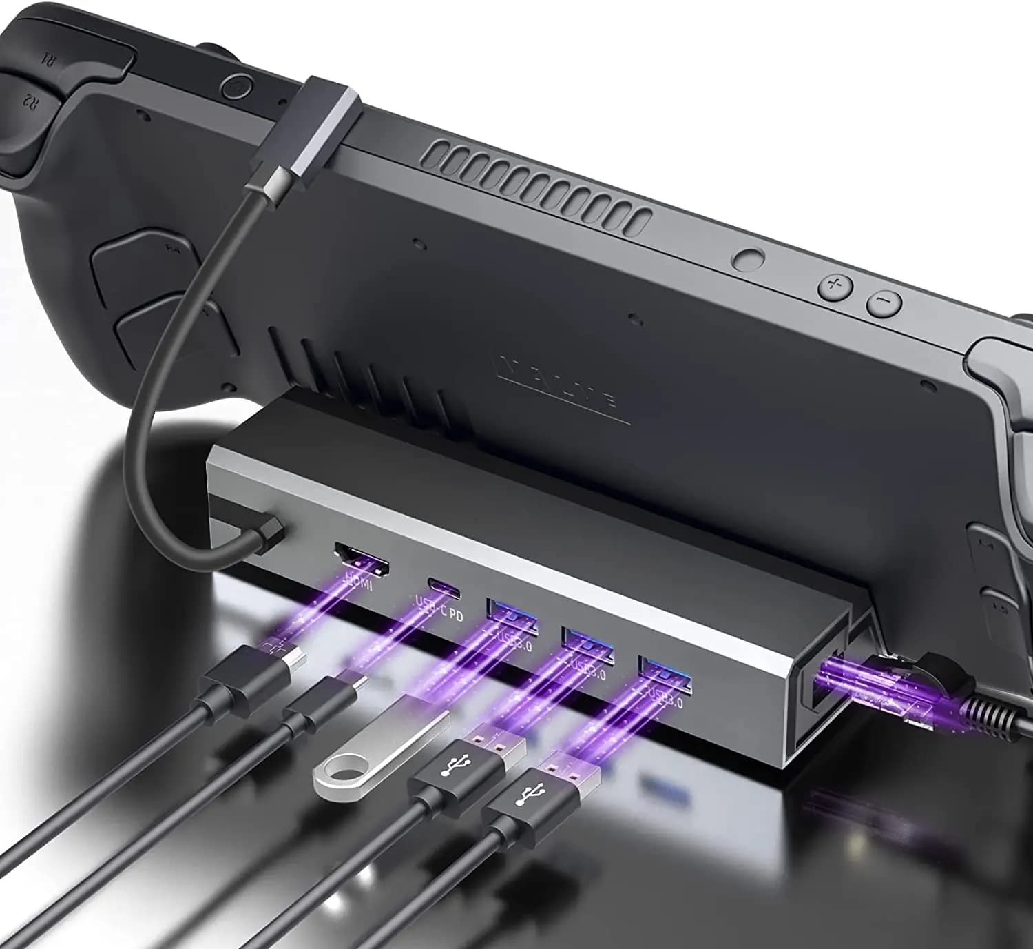 Docking Station USB Type-C per Steam Deck 4 k60hz USB3.0 PD60W ricarica Dock Station Ethernet da 1000M per PC da gioco