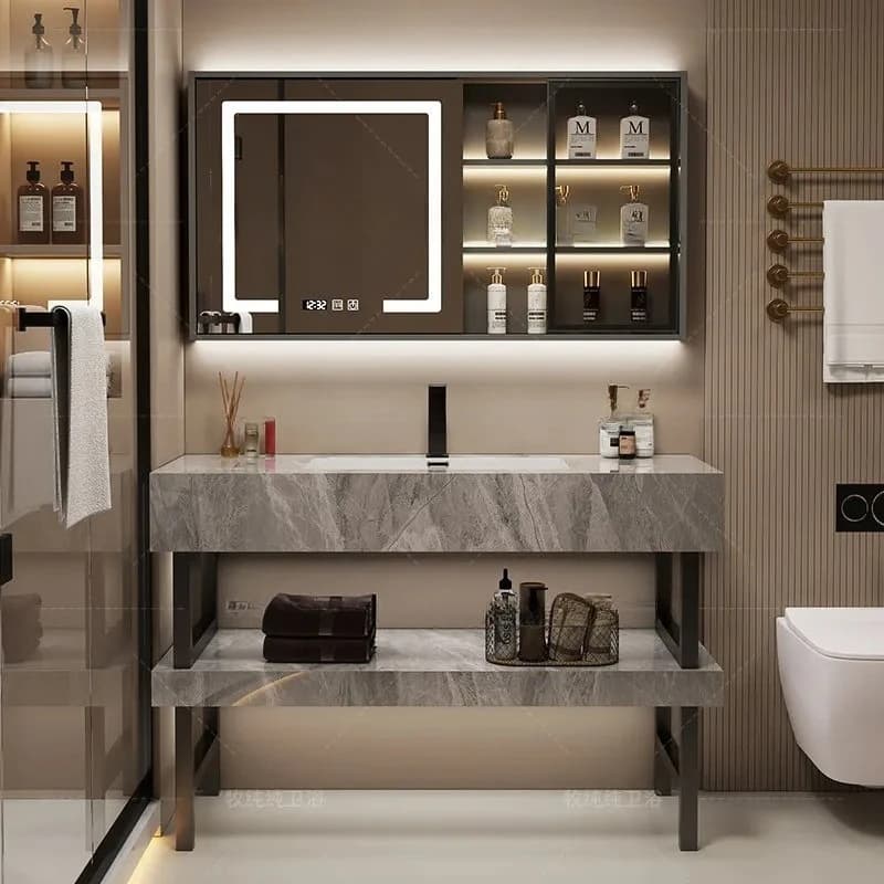 ^Modern Luxury Bathroom Cabinet Organizer Storage Mirror Vanity Corner Cupboard Dressers Makeup Archivadores Trendy Furniture