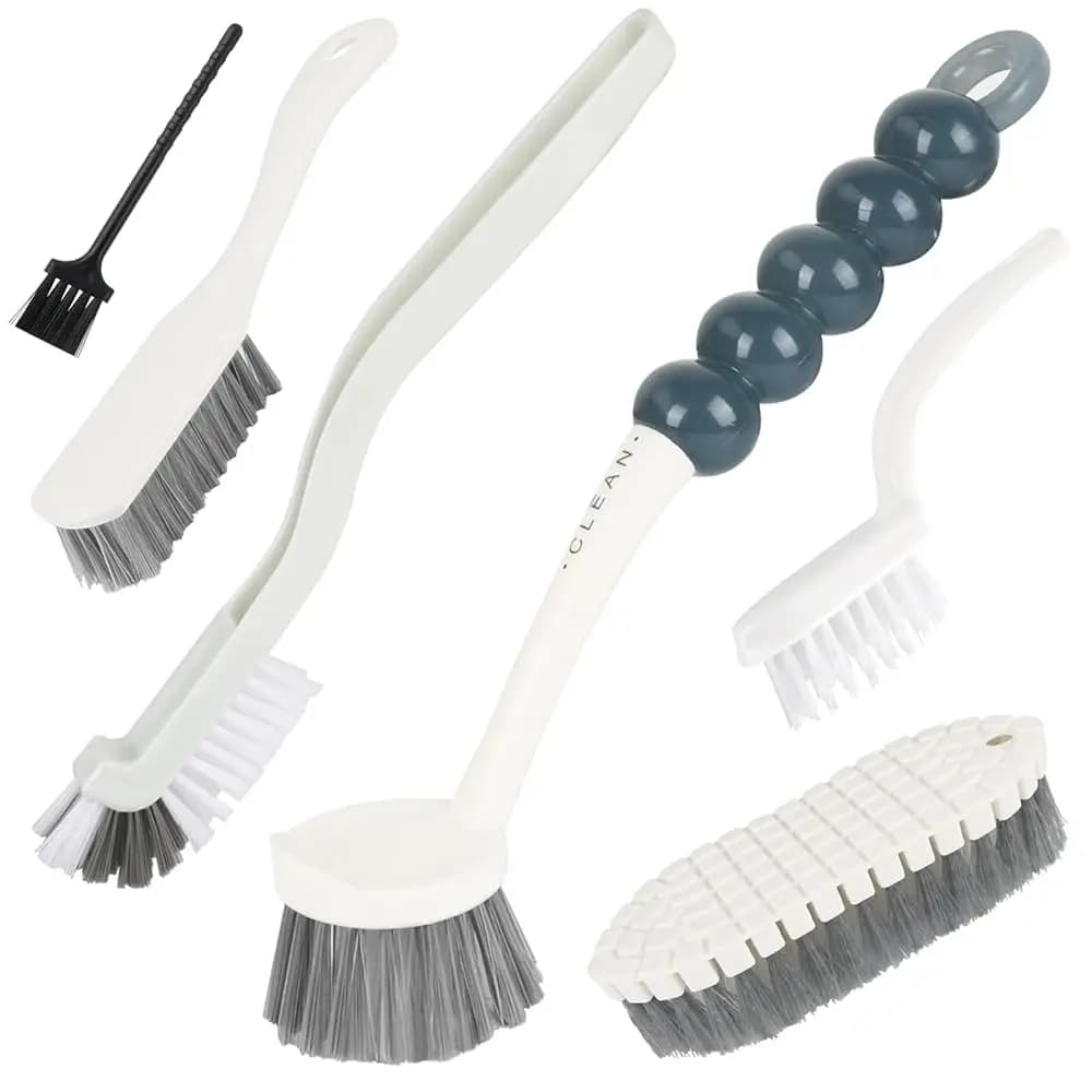 Set di 6 Spazzole Multiuso per Pulizie Domestiche, Set di Spazzole per Pulizia Profonda con Impugnature - Per Piatti, Bottiglie, Scarpe, Fessure, Tastiere