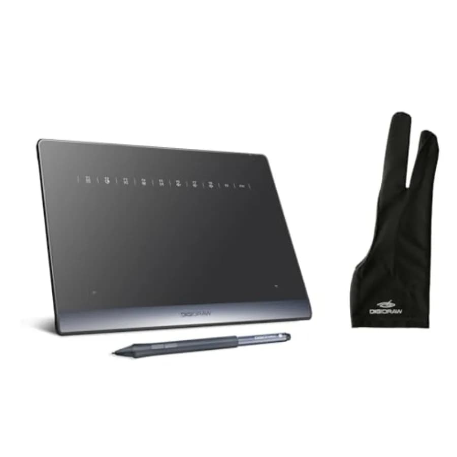 Tavoletta grafica TW410 con guanto per artisti, professionale per design d'ufficio, lavoro, creazione digitale e uso aziendale.