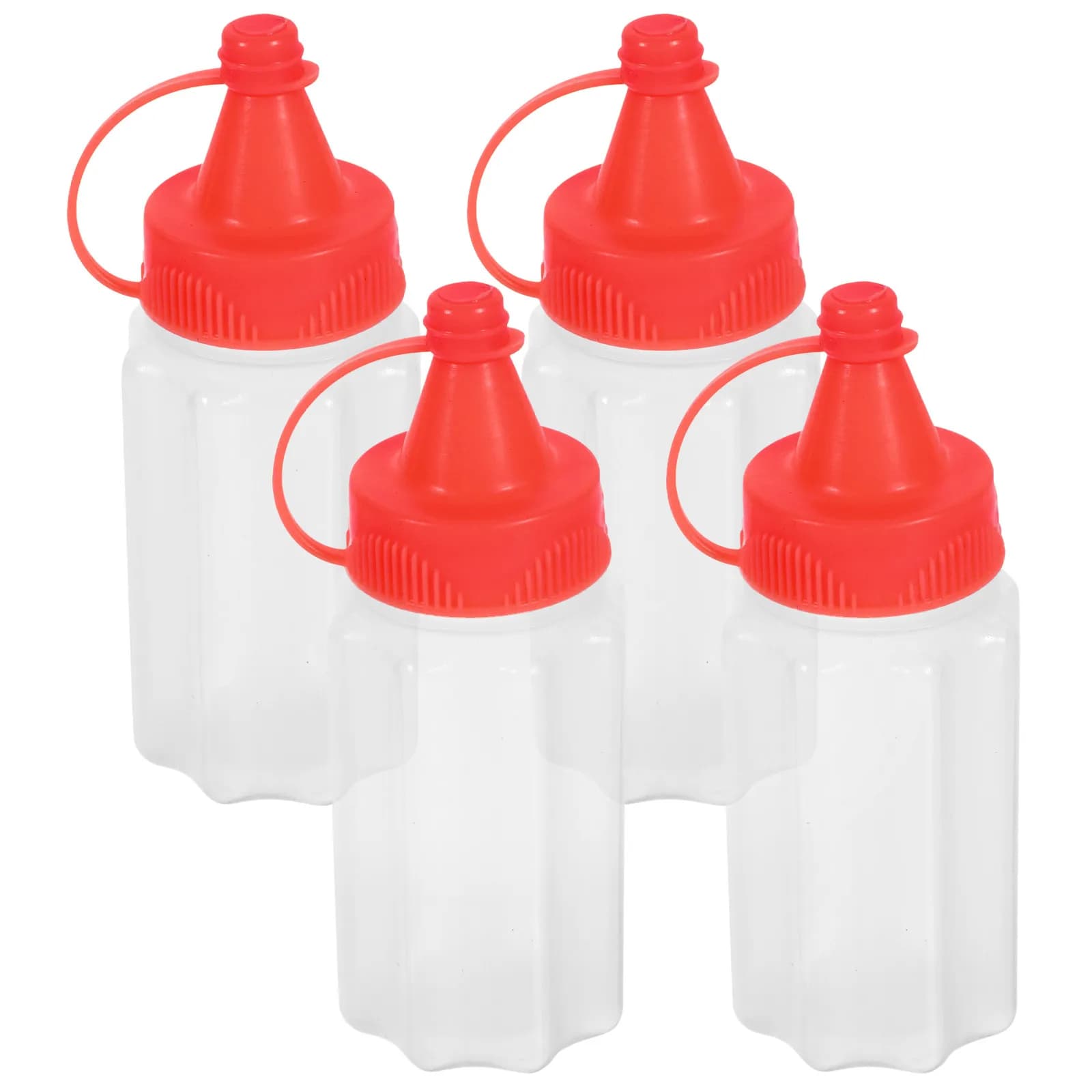Set di 4 mini flaconi comprimibili, piccoli contenitori per condimenti, per ketchup, senape, olio, salsa per insalata, portatili, compatti, adatti per i viaggi