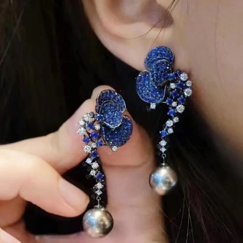 MeiBaPJ 9-10mm Natural Round Beads Fashion Earrings Black Butterfly Pendants 925 Silver Tray Vacuum Wedding Jewelry Fine for Women