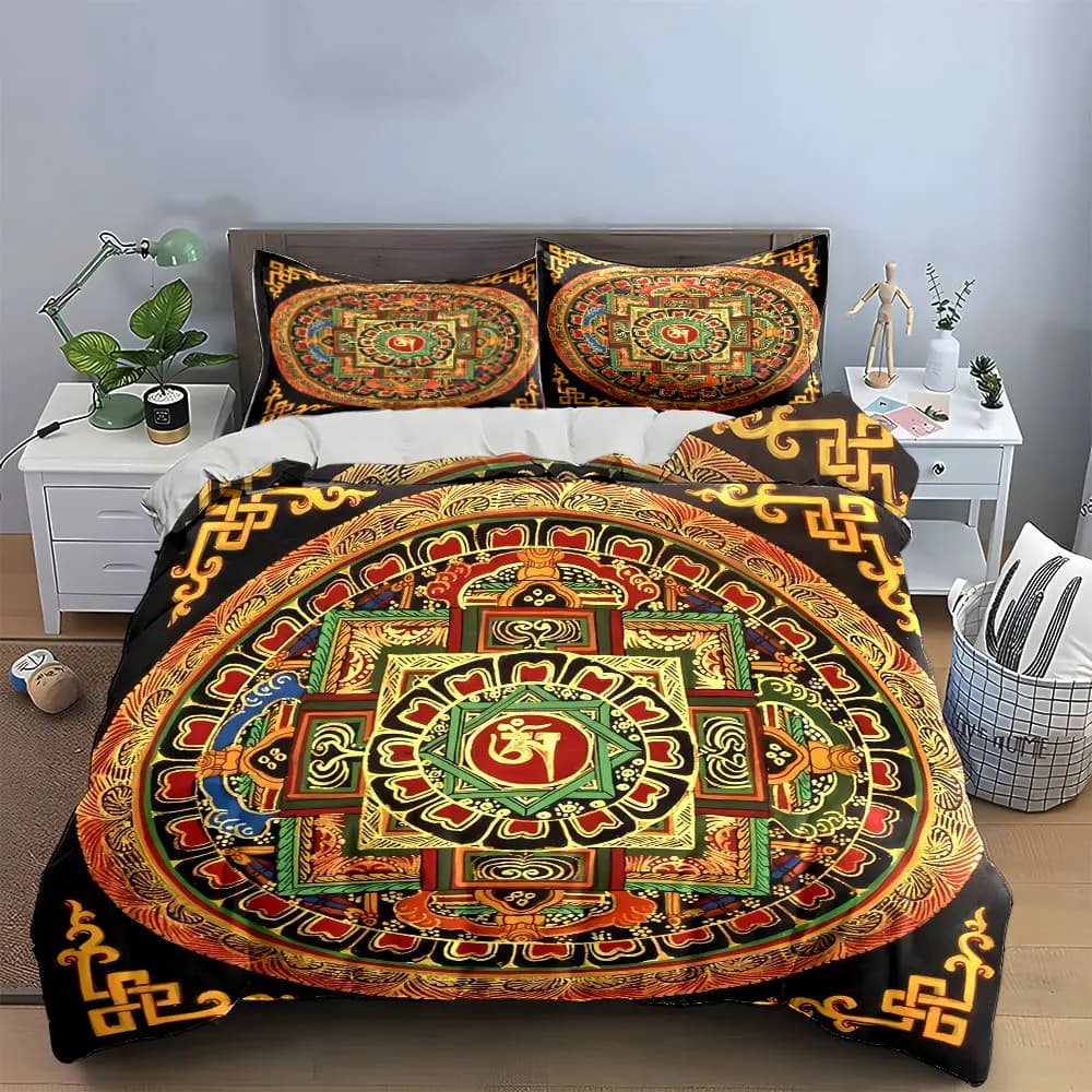 Set di biancheria da letto Mandala Art per la meditazione, con 1 copripiumino e 2 federe, singolo, matrimoniale, king, queen, idea regalo