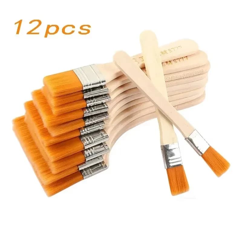 Set di 12 Pennelli in Nylon per Pittura Acrilica, a Olio e Acquerello, Strumenti per Disegno su Legno, Forniture per Scuola d'Arte