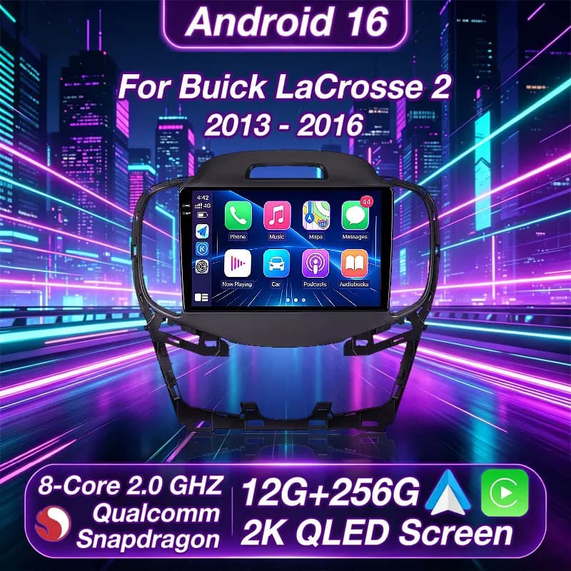 Android 16 Car Radio For Buick LaCrosse 2 2013 2014 2015 2016 Multimedia Stereo Player GPS NAVI BT QLED 2DIN Qualcomm Head Unit