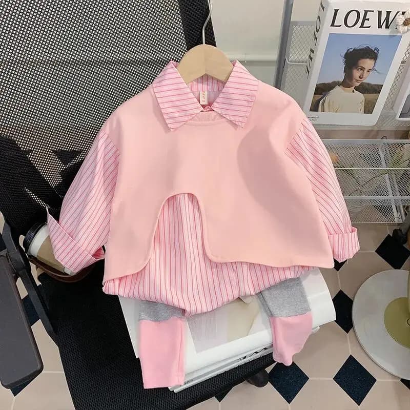 Set per neonati e ragazze primavera e autunno nuova camicia e leggings in cotone per bambini Set di due pezzi vestito per bambini alla moda