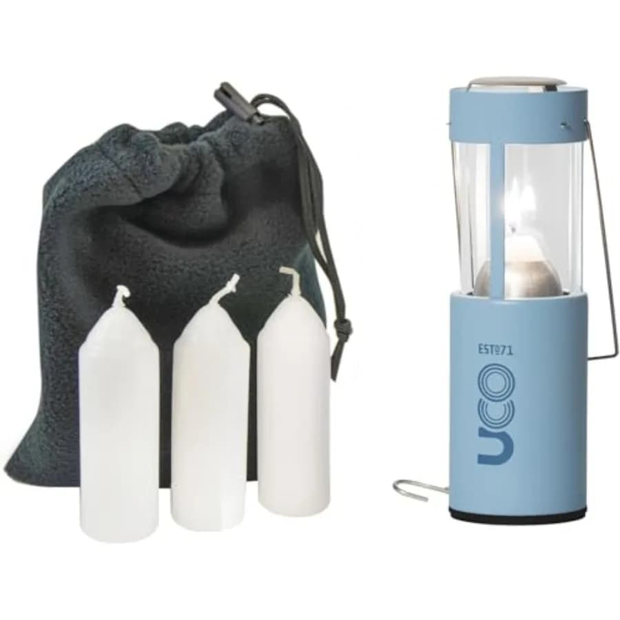 Foldable Candle Lantern with 4 Candles and Storage Bag for Camping and Emergency Preparation, Light Design and Black Resistant
