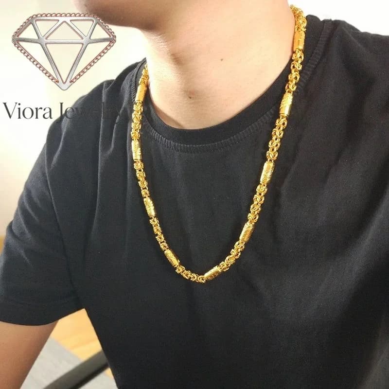 Viora Jewelry 24K real gold 9999 Seiko dragon pattern bamboo necklace rich real gold necklace cloth dragon chain men