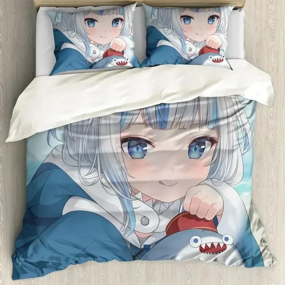 Anime Hololive EN Gawr Gura Set of 3D printed bedding Covers Loyalty Set Bed linen consular Bed linen Bed linen Bed linen