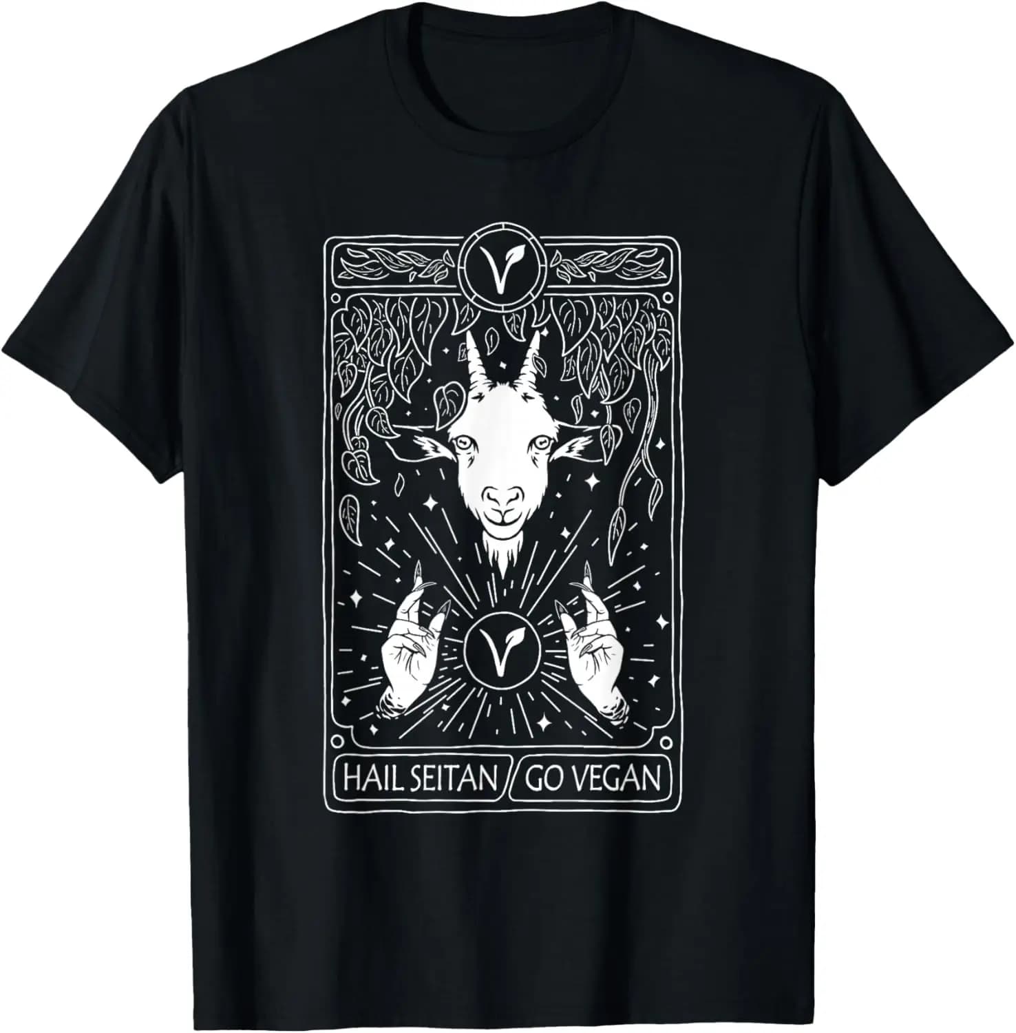 T-shirt Hail Seitan Go Vegan divertente tarocchi capra grafica t-shirt streetwear casual unisex in morbido cotone