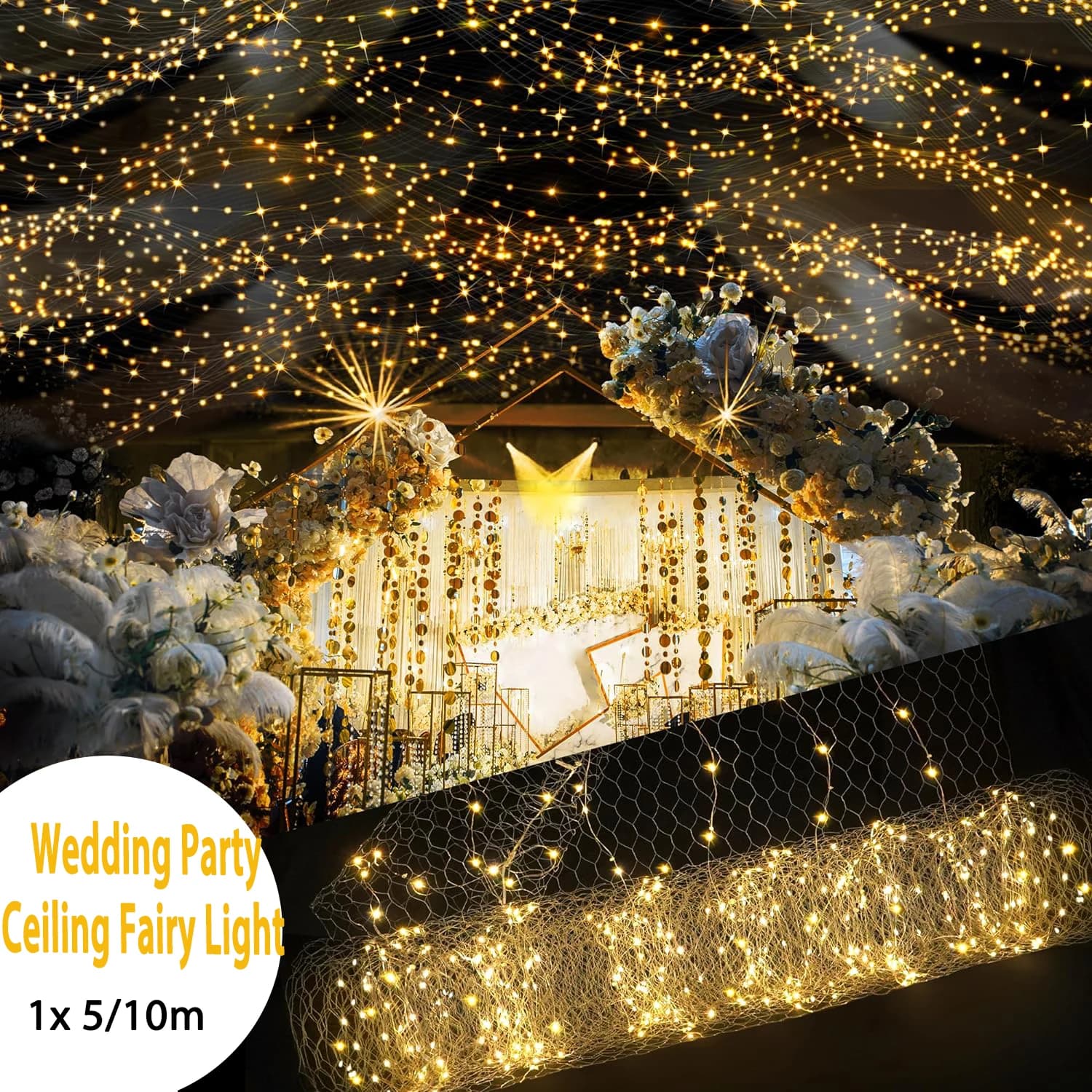E2 Wedding Net LED String Lights 1x5/10m Rotolo Festival Party Hotel Soffitto Fata Luce Decorat Mette fai da te Cielo stellato Lampada di riso