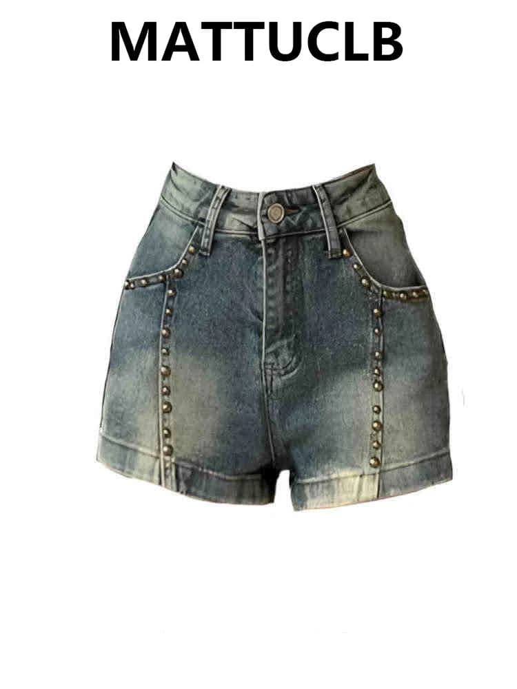 Women's High Waist Jeans Shorts Summer Style Harajuku Kpop Japanese Y2K Years 2000 Grunge Denim Hot Pants Gyaru Coquette Chic High Street