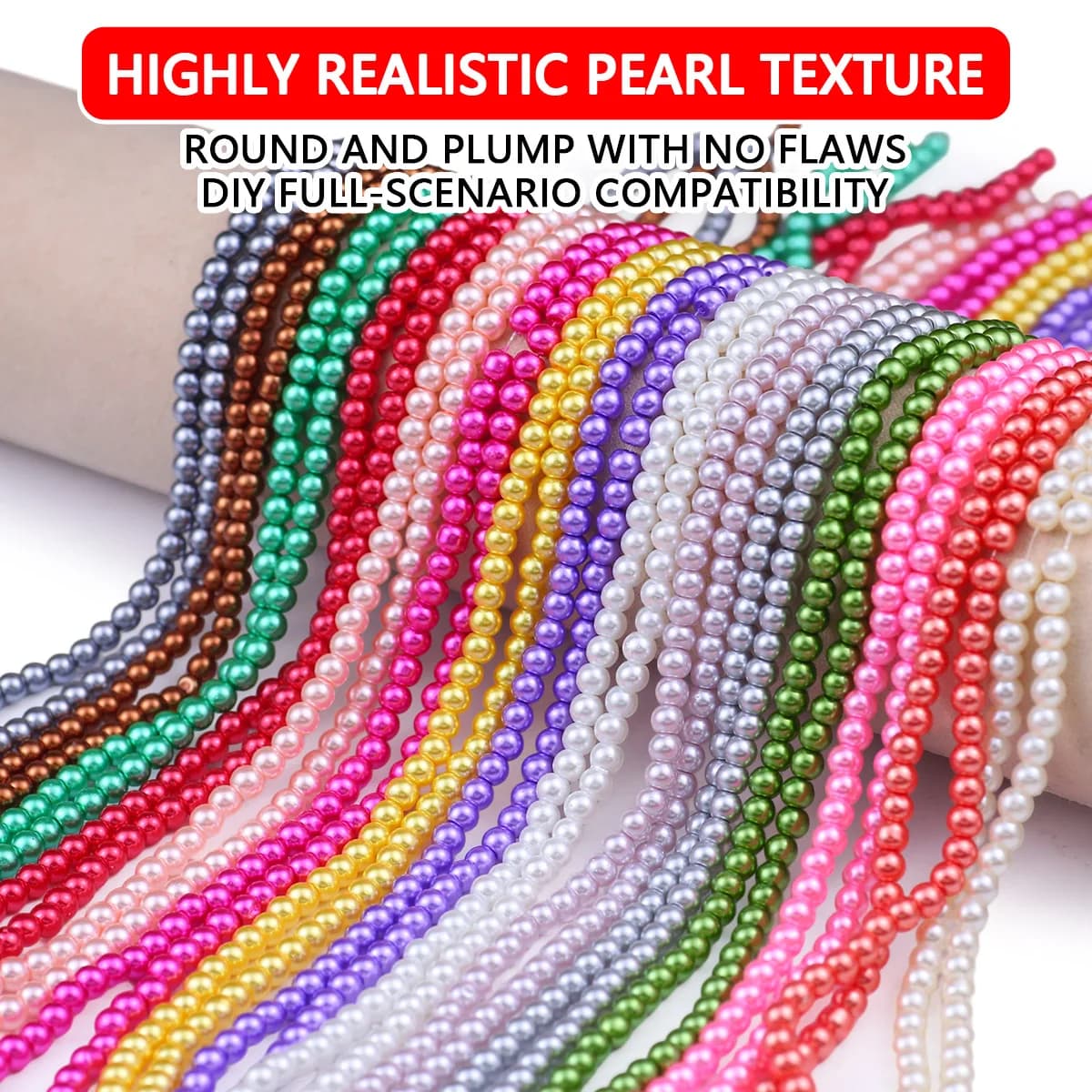 Perle di Vetro Simulate da 4mm, 100-400 Pezzi, Perline Rotonde Multicolore per Creazione di Braccialetti e Collane Fai-da-Te