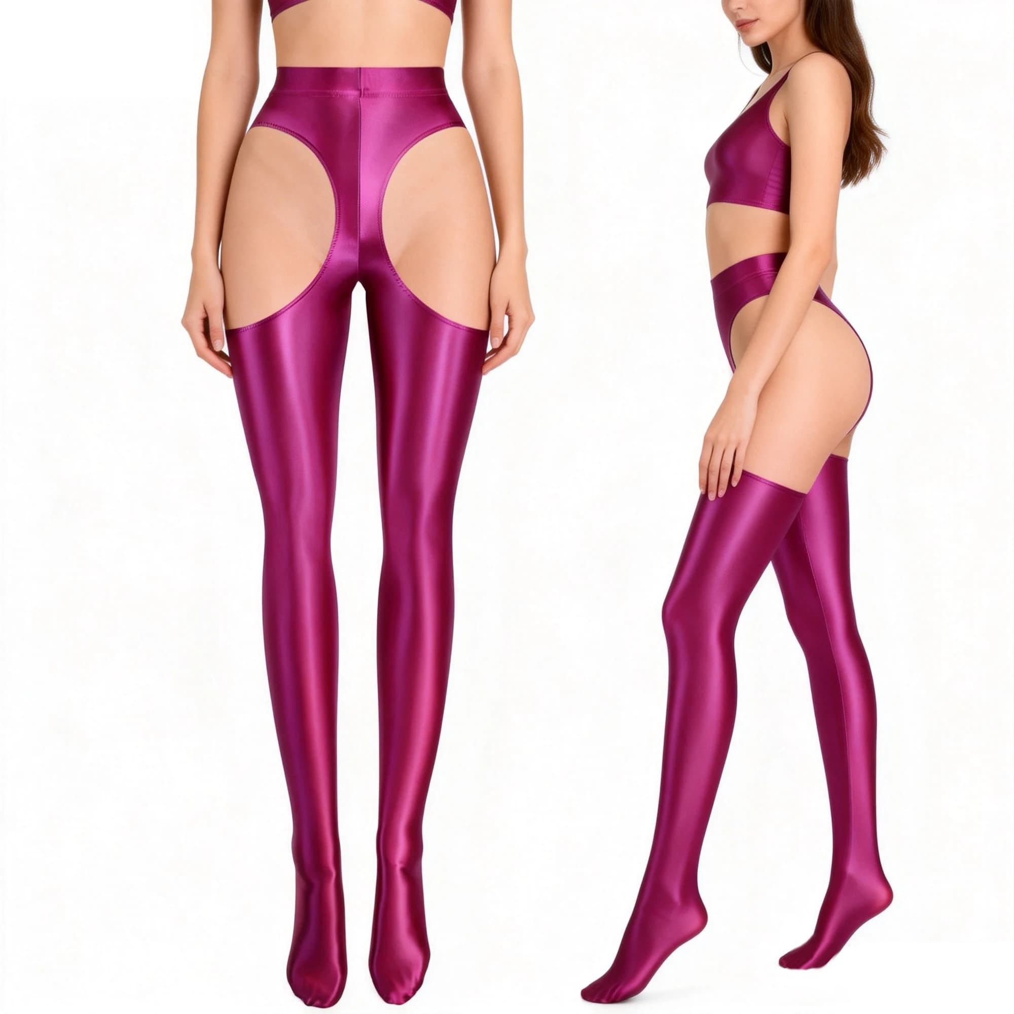 MJINM Leggings da donna in spandex, elasticizzati, traforati, opachi, lucidi, sexy, a tutta lunghezza, per yoga e pilates, ideali per la primavera
