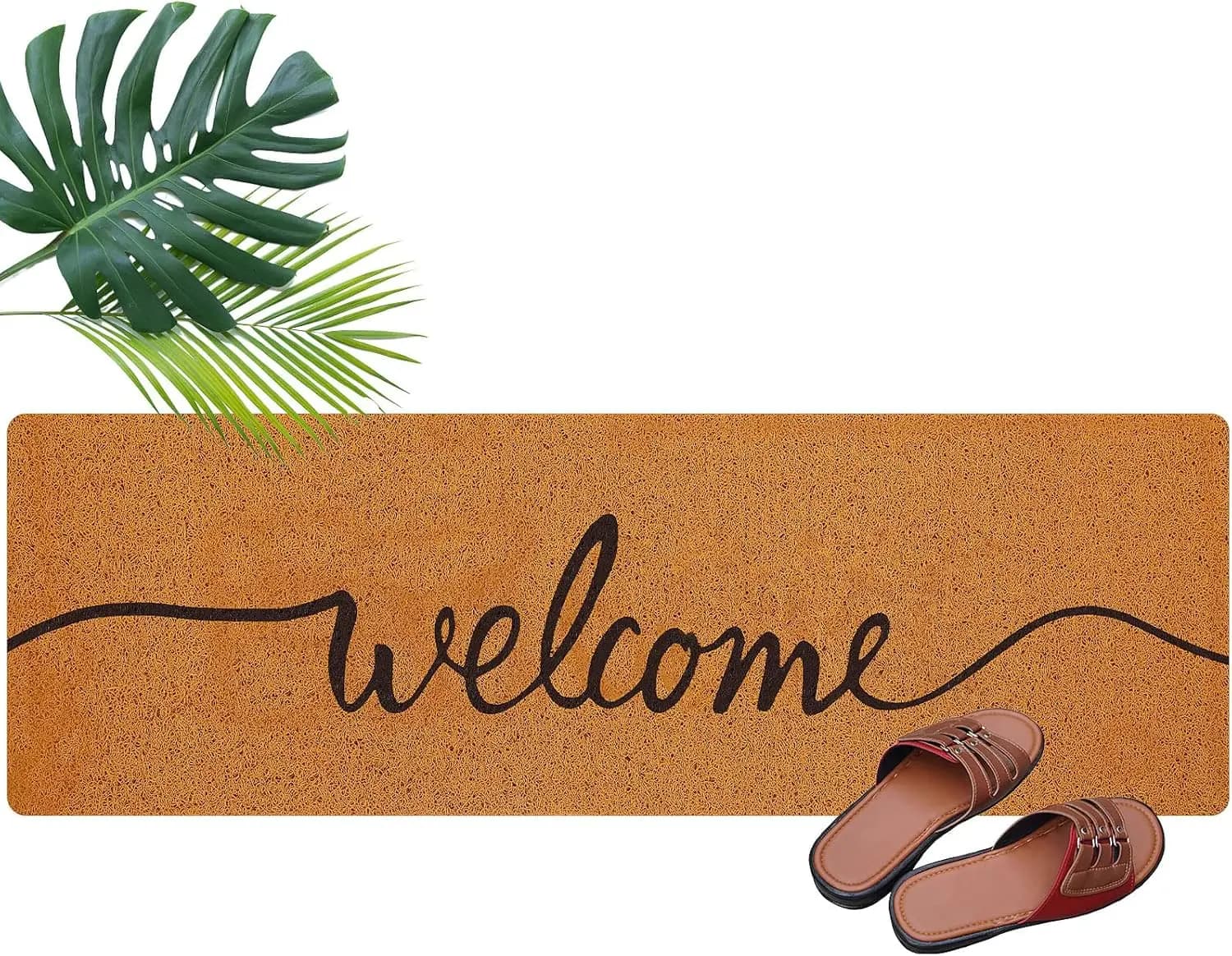 Tappeto d'ingresso lungo 48x16 per esterni e interni, zerbino decorativo di benvenuto con base antiscivolo in PVC