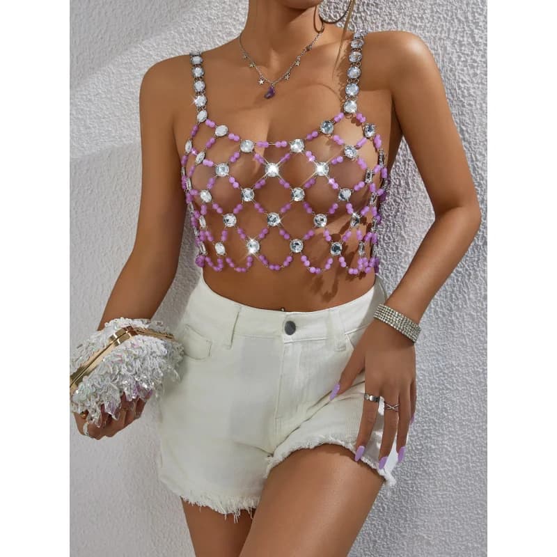Gioielli per il corpo Donna Catena per il petto Bikini sexy Catena per reggiseno Intimo Discoteca Festa di compleanno Danza Ornamenti per il corpo