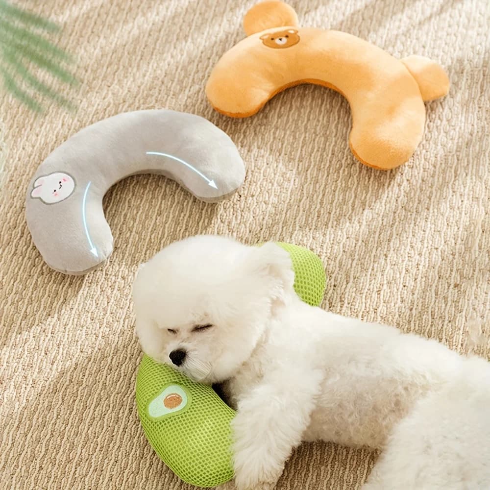 Comfort U-Shaped Plush Dog Pillow Soft Neck Support Cushion Alleviate Cervical Pressure Pet Sleeping Supply