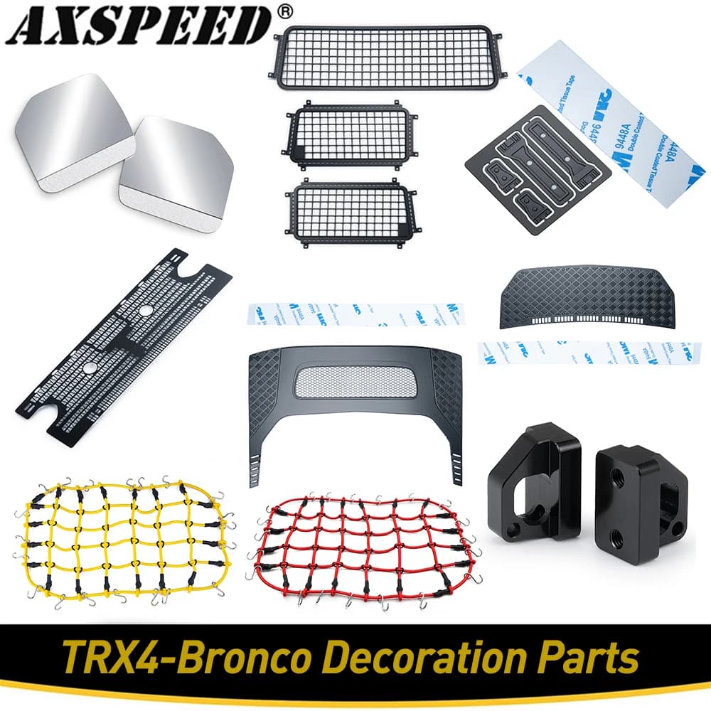 AXSPEED Finestra Maglia di Copertura Del Motore Copriletto Bagagli Rete Griglia di Aspirazione Aria per TRX4 Bronco 1/10 RC Auto Simulata Parti di Decorazione