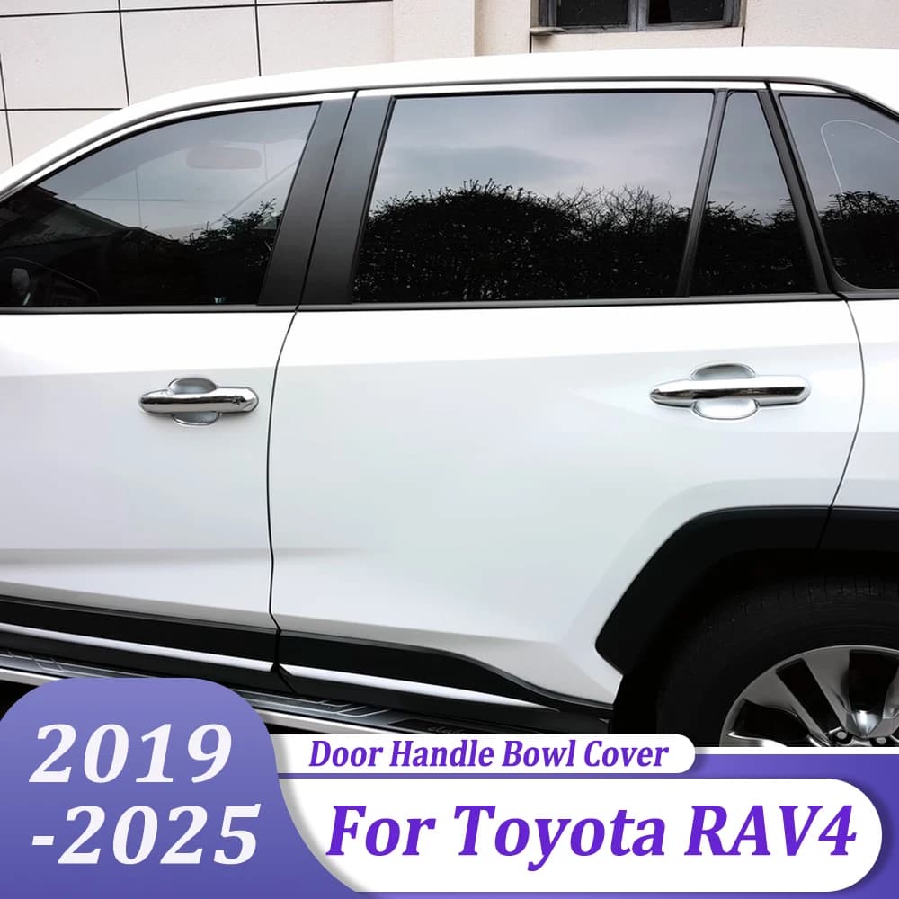 Maniglia della porta laterale Ciotola Copertura Trim Adesivo in fibra di carbonio Accessori per lo styling dell'auto per Toyota RAV4 RAV 4 2019-2025