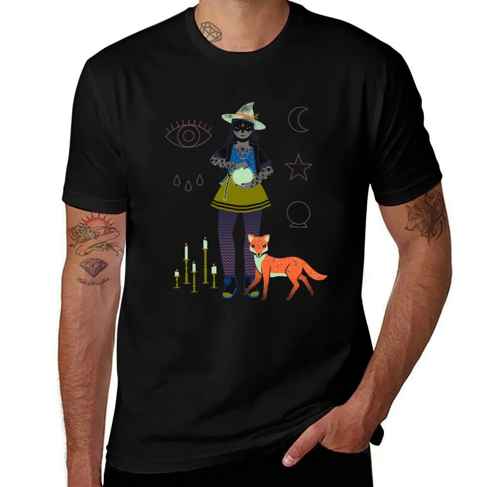 T-shirt Serie Strega: T-shirt con Sfera di Cristallo per Uomo, Magliette Divertenti, T-shirt con Humor Scuri per Uomo