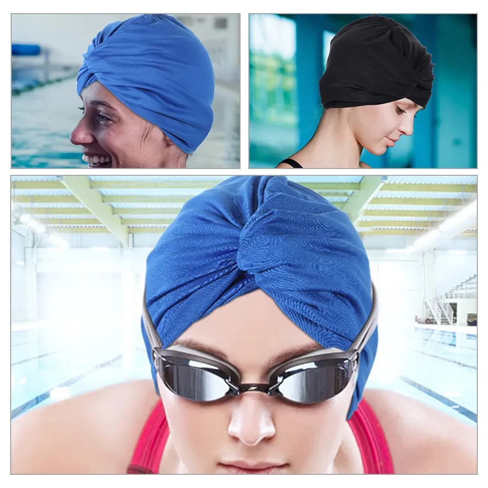 2 pieces of women's swimming hats for adults, nylon, light and elastic, for long hair protection, ideal for the beach.