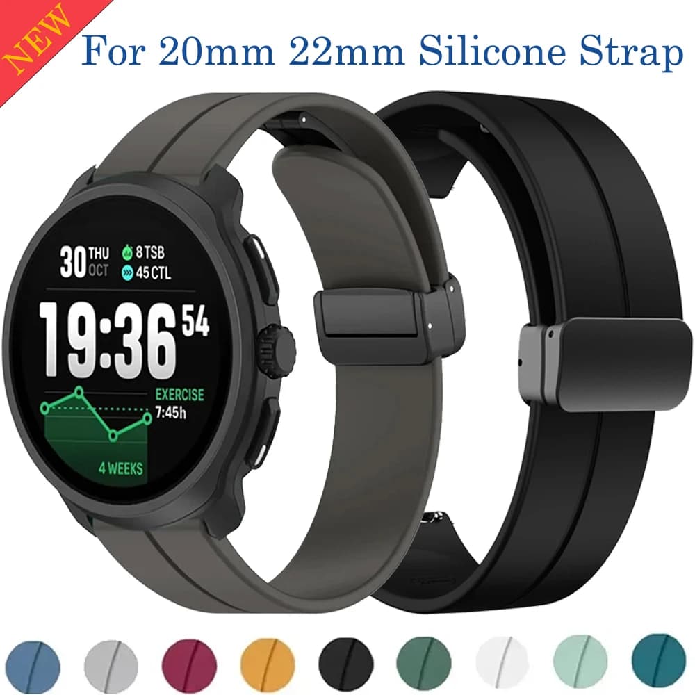 22mm 20mm Silicone Strap for Amazfit GTR 4/Vertical/Race 2/Run/3 Sports Magnetic Bracelet for COROS APEX 4 42mm/PACE Pro