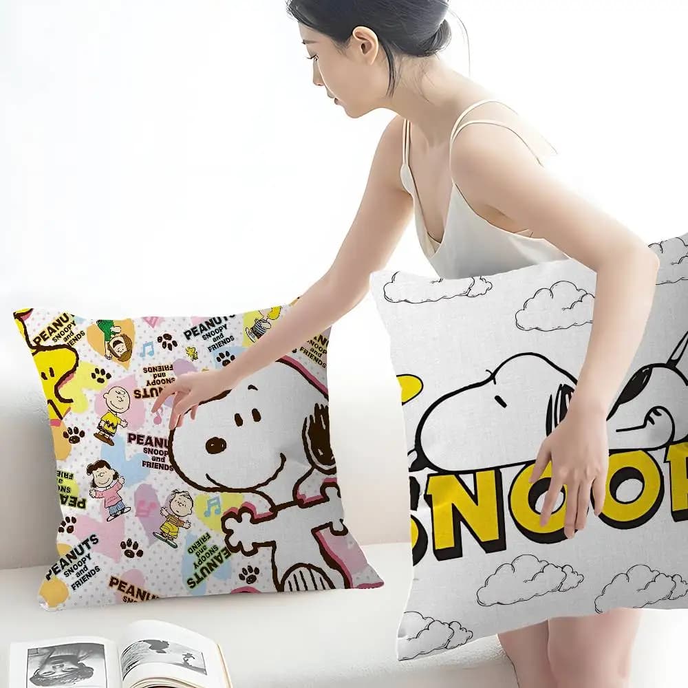 Federa per cuscino con cartone animato S-Snoopy, regalo, decorazione per camera da letto, casa, divano, sedia, cuscino