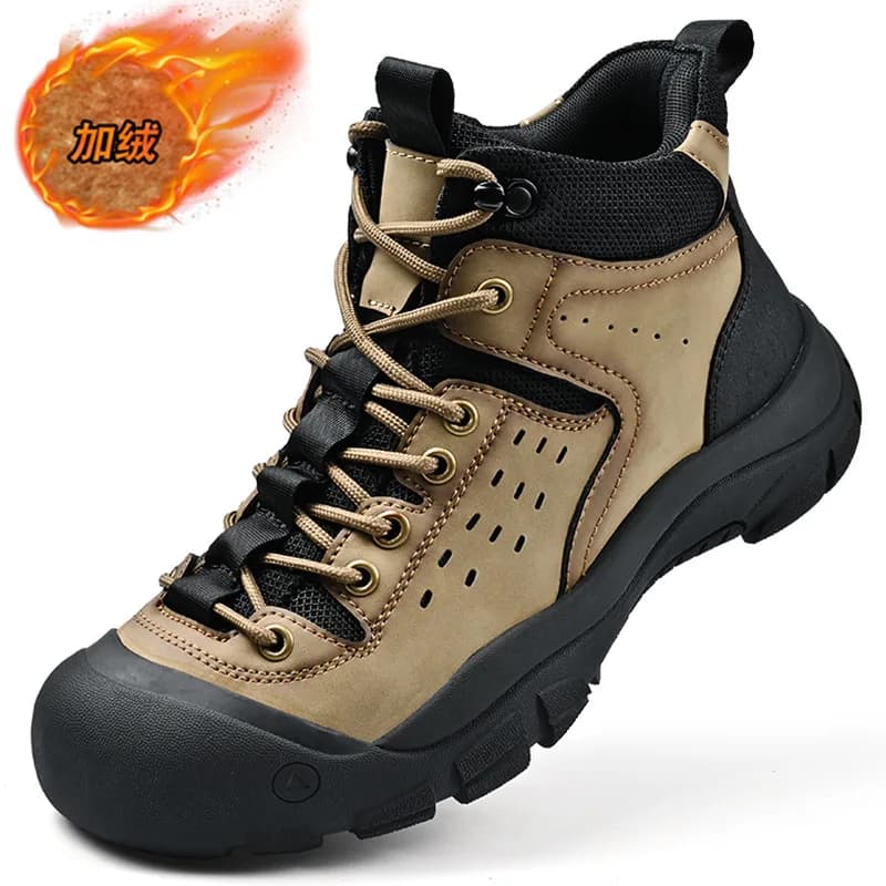 Winter Men's Outdoor Comfortable Soft Bottom Anti Slip Waterproof Mountaineering Fashion Strap Up Men's Sports and Leisure Shoes