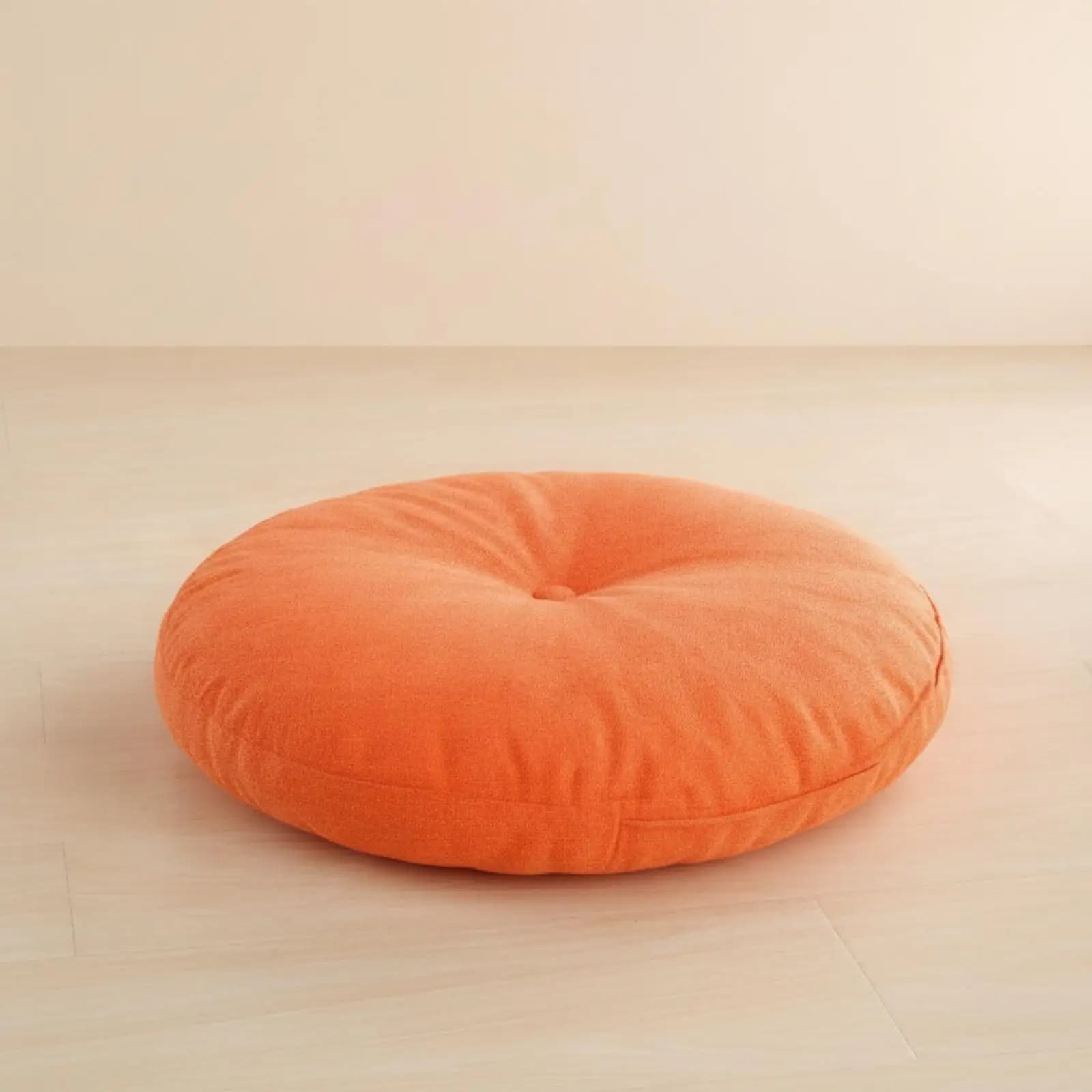 Round Tufted Floor Cushion with Linen Outer Layer for Meditation and Cozy Corner Seating in Living Space