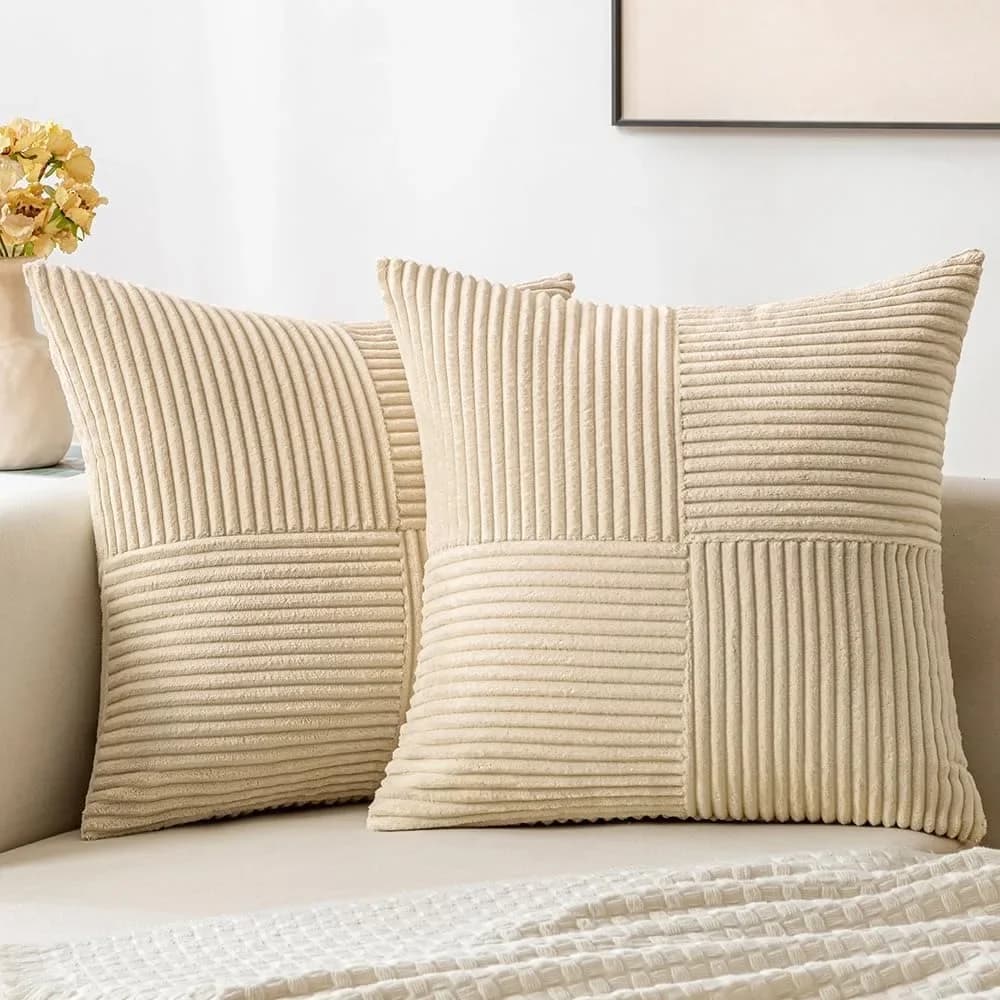 Fodera per cuscino impiombata Fodera per cuscino in velluto a coste Federa solida beige Decorazioni per la casa per divano Soggiorno Letto Fodera per cuscino lombare