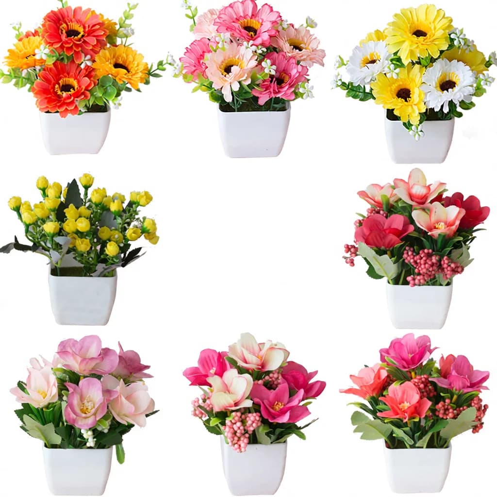 Mini Artificial Potted Plant Simulation Flower Fake Floral Ornament For Living Room Desktop Wedding Home Decoration