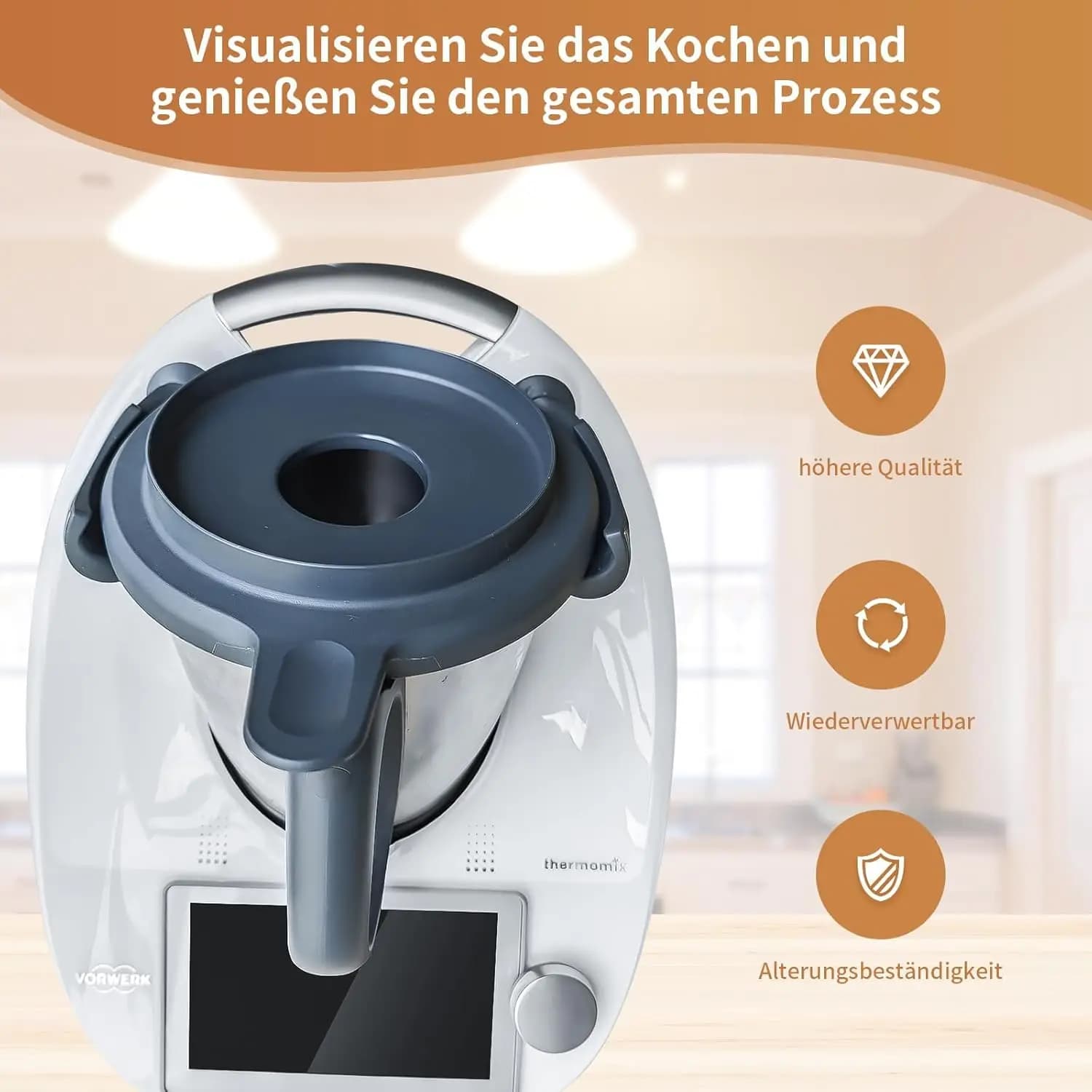 Coperchio di Ricambio per Pentola, Coperchio Principale a Bocca Larga Compatibile con Robot da Cucina Thermomix TM5 TM6, Accessori da Cucina
