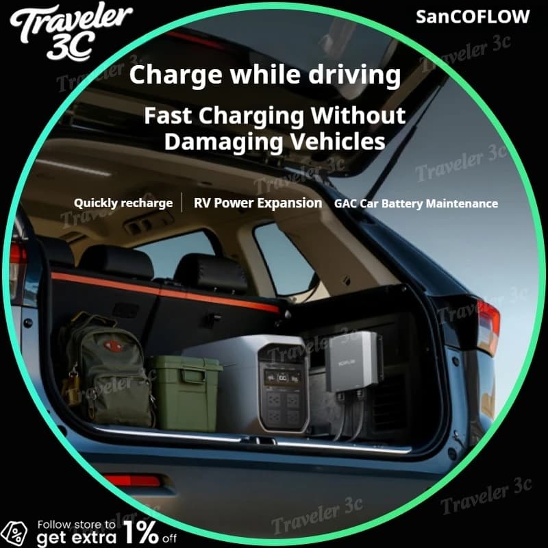 Ecoflow 600W Fast Car Charger Portable Power Station Quick Charging Adapter For Outdoor Camping Road Trip Emergency Backup