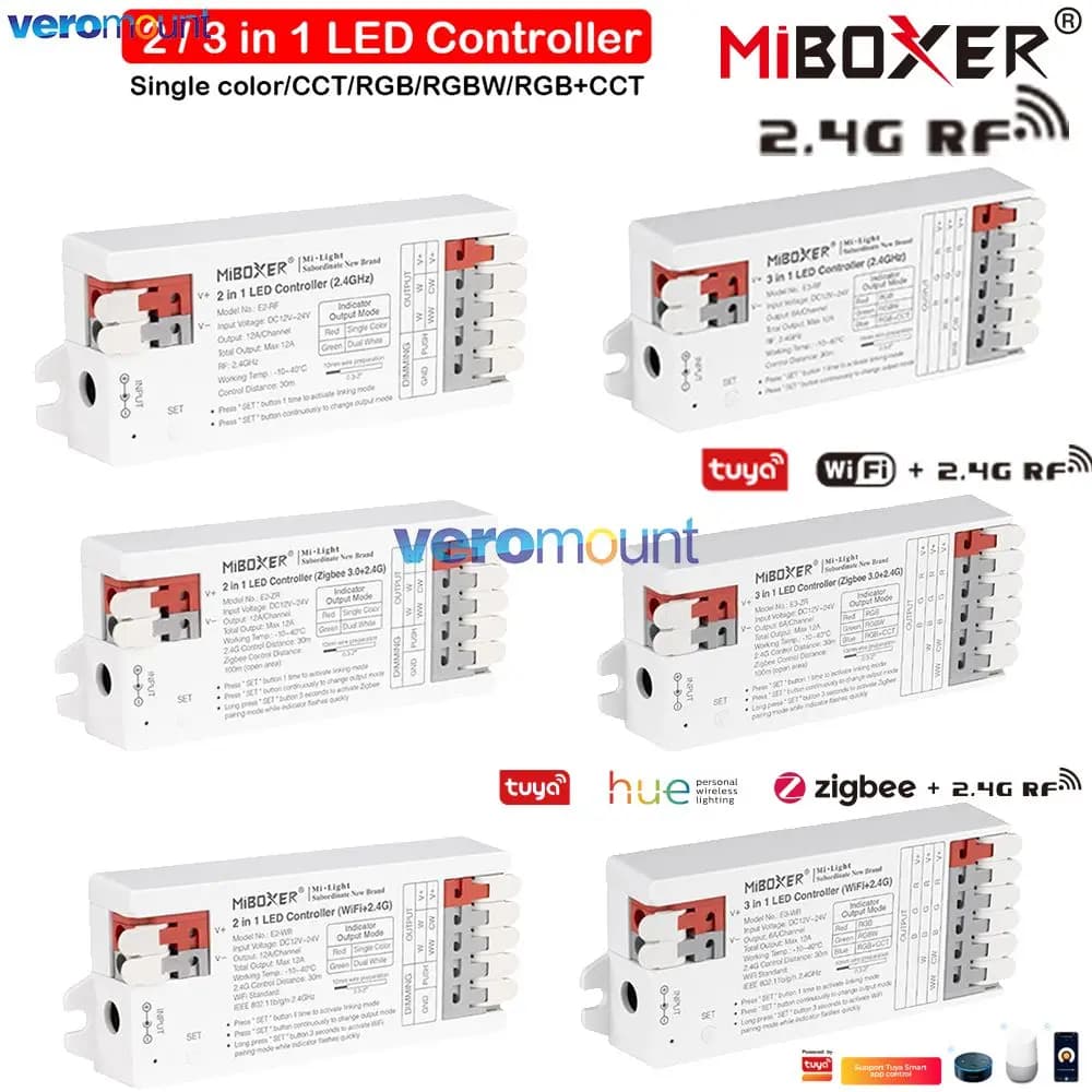 Controller LED MiBoxer 3in1 2in1 Zigbee+2.4G E2-ZR E3-ZR WiFi+2.4G E2-WR E3-WR 2.4G RF E3-RF E2-RF per Strisce LED