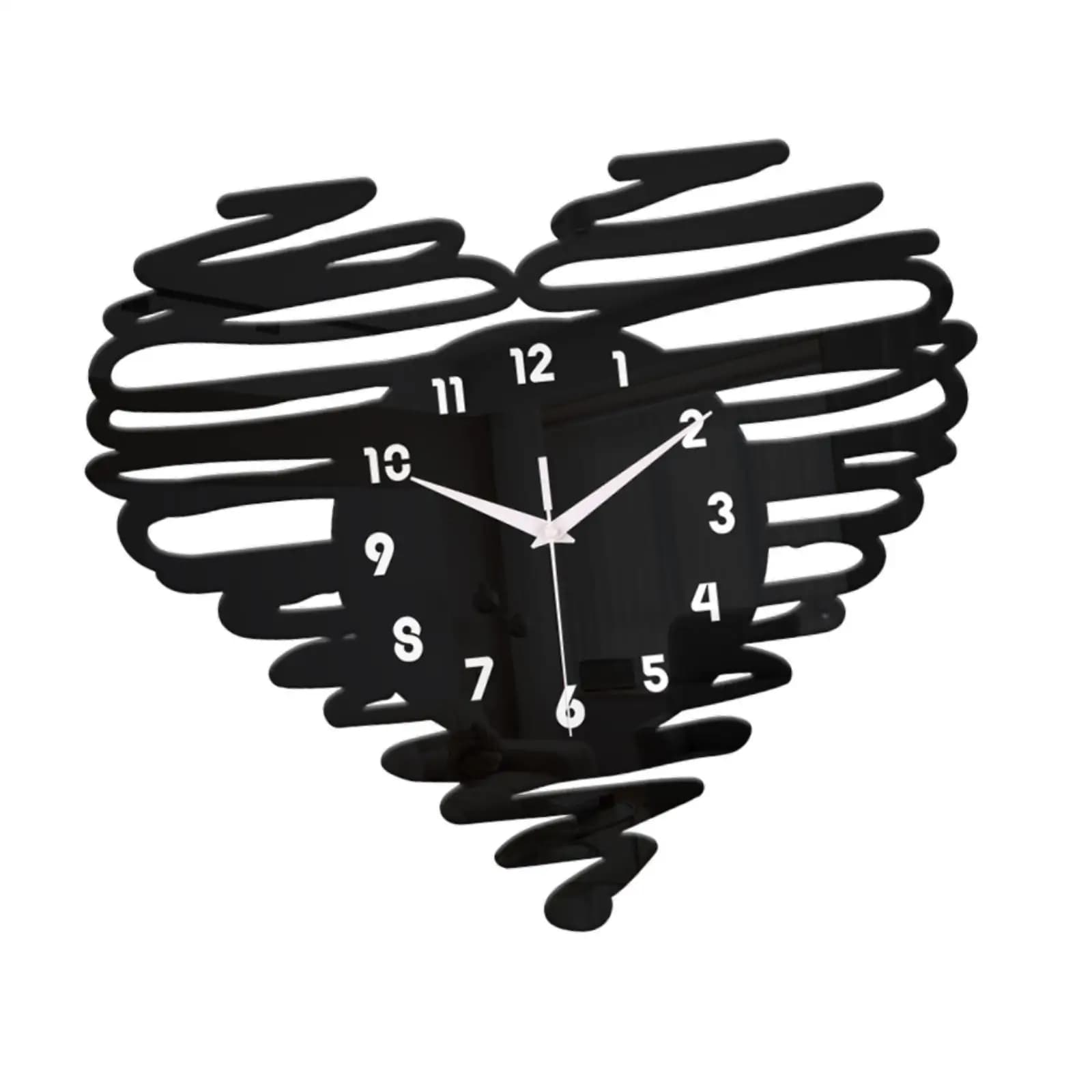 12 inch heart-shaped wall clock, analog clock, modern artistic decoration with Arabic numerals, silent movement for school, bedroom, house, opening gift.