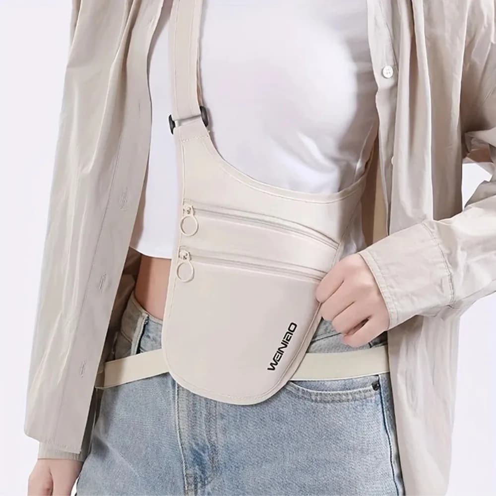 Marsupio Antifurto da Viaggio Nascosto, Porta Passaporto, Documenti, Denaro e Carte di Credito, Borsa a Tracolla Piccola Sicura, Marsupio Sportivo da Corsa