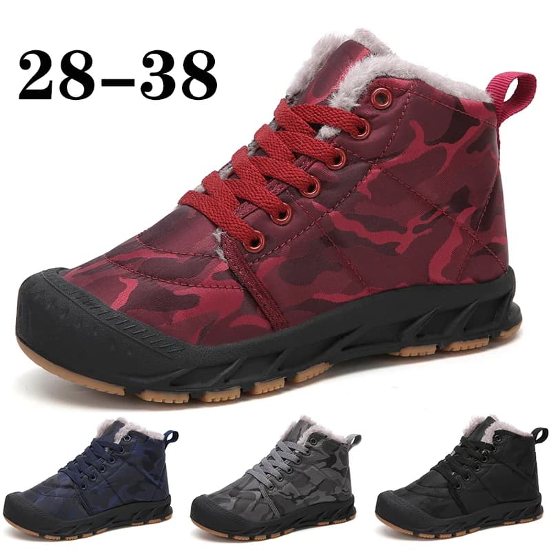 2026 Winter Children Outdoor Kids Plush Thickened Non-slip Snow Boots Boys Girls Sneakers Warm Ankle Boots Hiking High-top Shoes