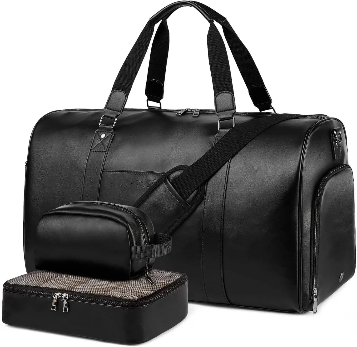 Grande Borsa da Viaggio 3-in-1 in Pelle per Palestra e Bagaglio a Mano Approvato dalle Compagnie Aeree con Scomparto per Scarpe