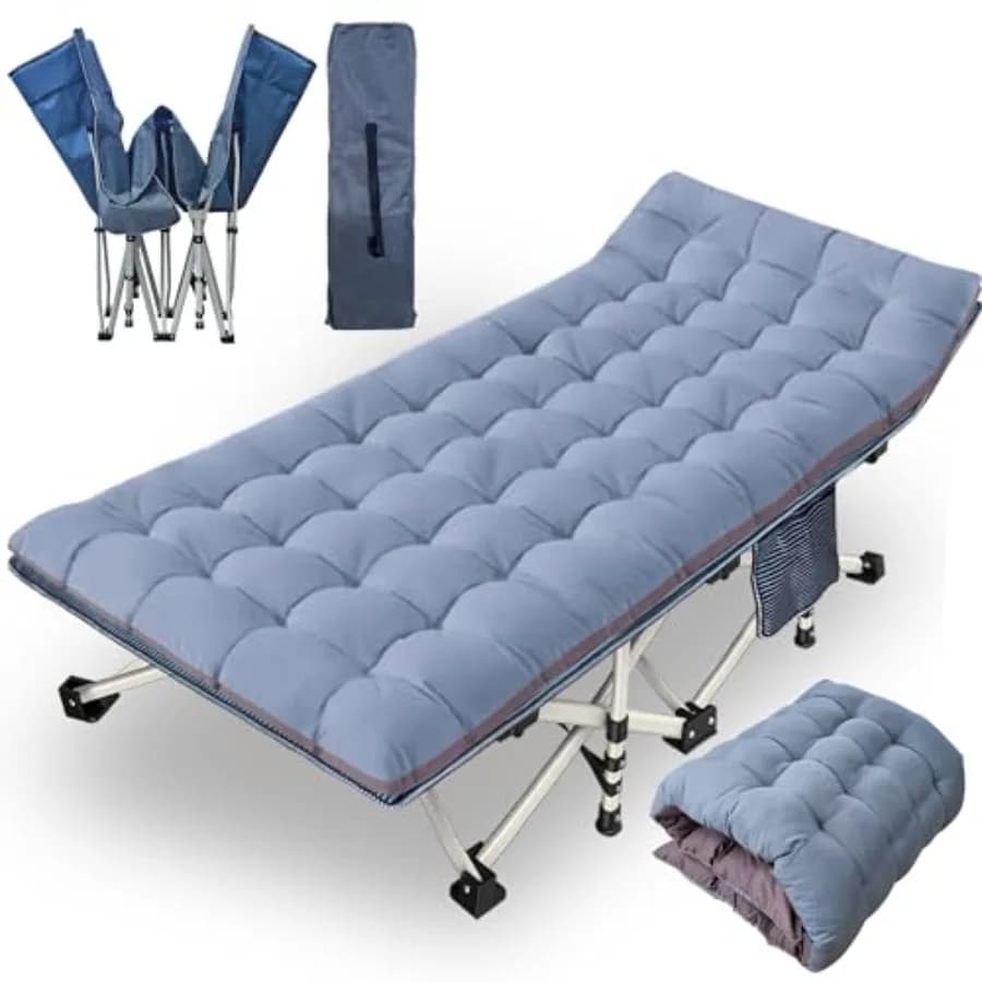 Lettino da campeggio XXL oversize con materasso confortevole per adulti, lettini extra larghi per dormire con borsa per il trasporto, lettino pieghevole da campeggio B