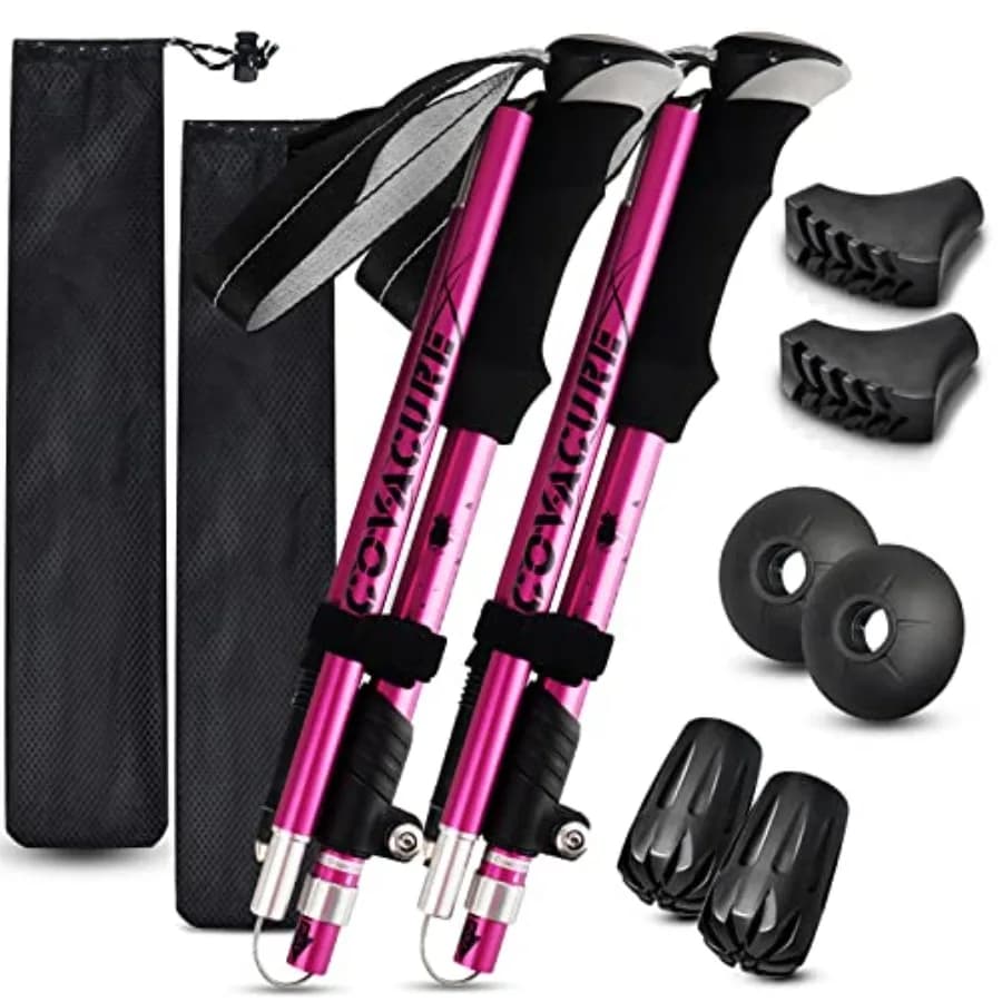 Hiking Poles Collapsible Trekking Poles - Aluminum Alloy 7075 Walking Sticks for Hiking with Telescopic and Foldable Tri-fold D