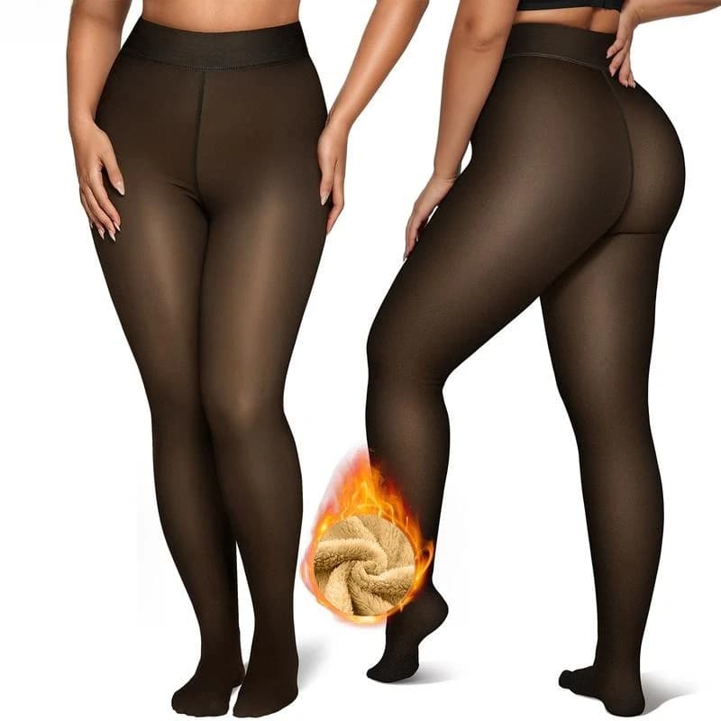 Leggings da Donna Anti-Strappo Foderati in Pile, Collant Trasparenti Finti, Termici a Vita Alta, Calze Opache