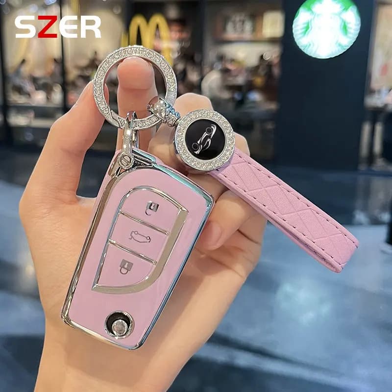 Morbido TPU Auto Flip Chiave Della Copertura Della Cassa Borsette Portachiavi Per Toyota Corolla Altis Auris Aygo Yaris Camry RAV4 Verso TC IM Fob Accessori