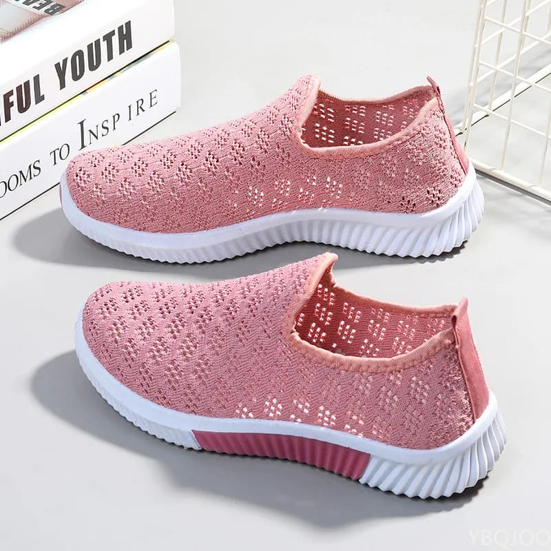 2022 new mesh shoes fashion women shoes sports shoes in mesh apartments breathable casual sneakers with soft sole