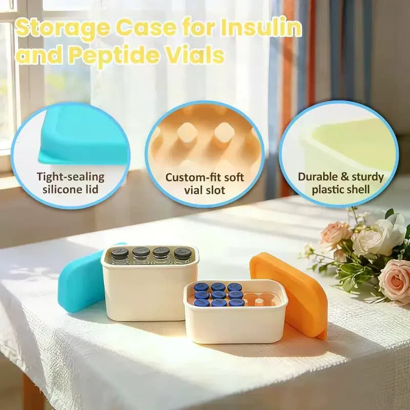 /YOV/8/10Slot Insulin Vial Carrying Case Peptide Vial Travel Hard Shell Storage Box For 3/10ml Vial Diabetic Supply